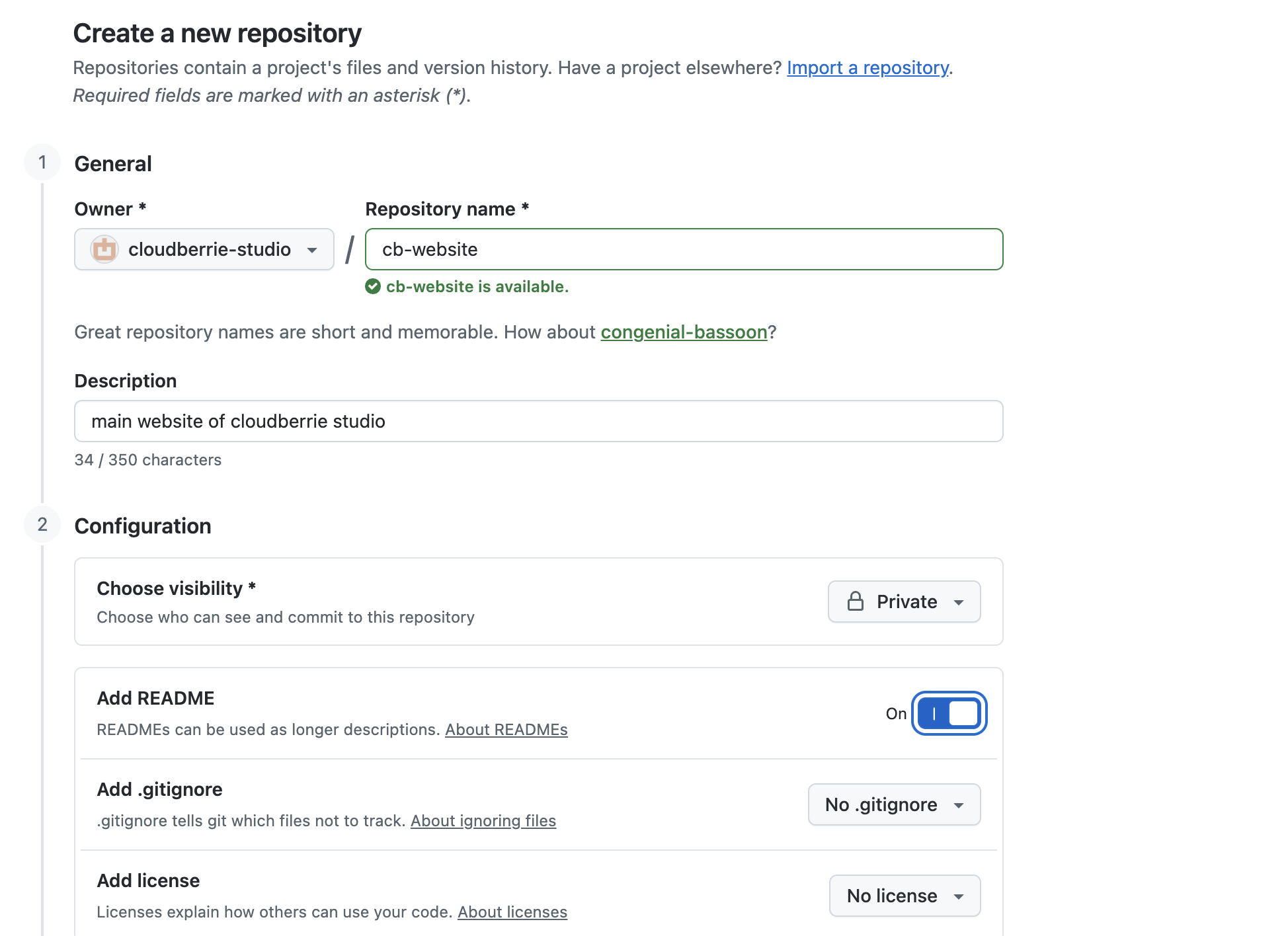 Cloudberrie GitHub configuration